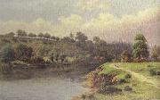 William henry mander A Stroll along the Riverbank (mk37) oil on canvas